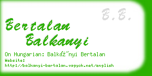 bertalan balkanyi business card